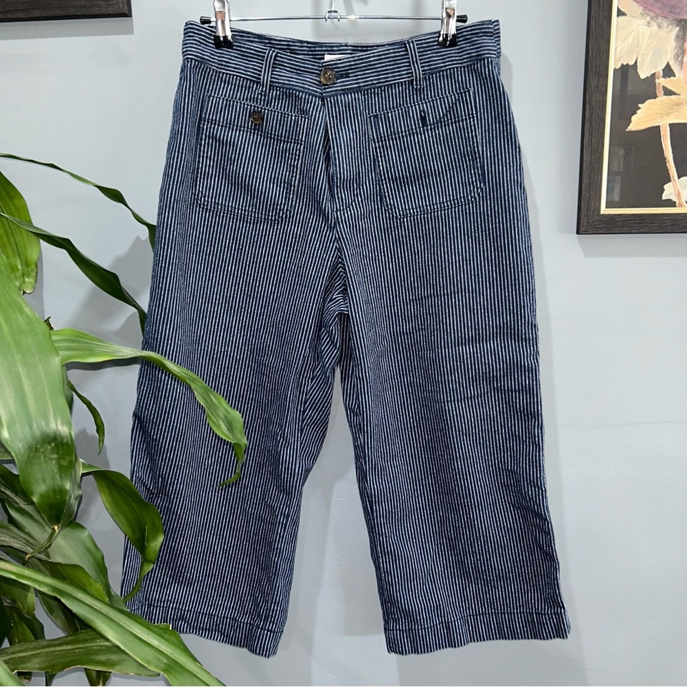 Loft Womens The Palmer Wide Leg Capri Pants Stripe sz 12P